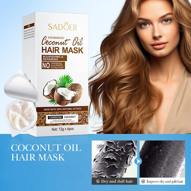 

Coconut Oil Hair Mask Smoothing Straightening Keratin Hair Treatments Nourish Repair Damaged Frizz Masks Hair Care Products