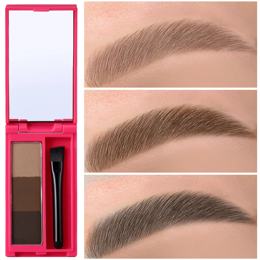 Waterdichte Professionele Wenkbrauw Poeder Zwart Bruin Koffie Blijvende Oogschaduw Eye Brow Palette met Borstel wenkbrauwpotlood Eye Brows