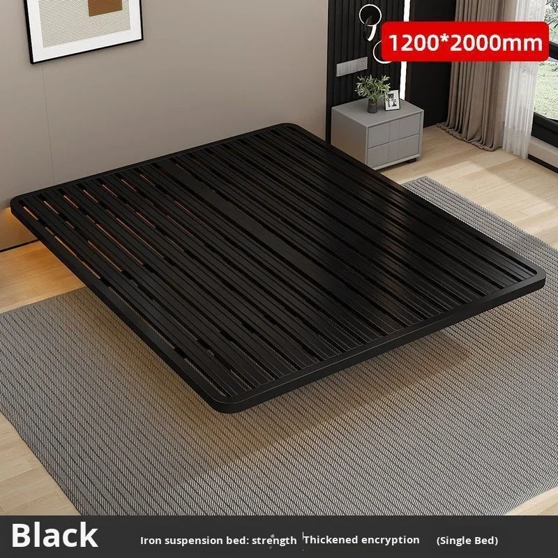 Modern Floating Bed Frame Home Metal Art Slatted Thickened Fabric Upholstery Foldable Extendable 2.0m Living Room