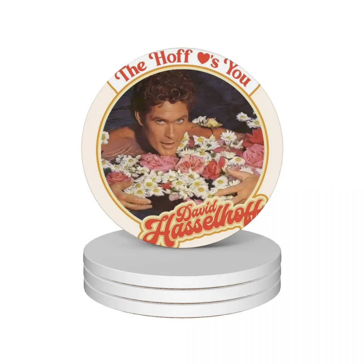 

The Hoff Loves You Ceramic Coasters (Set of 4) for drinks set kawaii Coasters