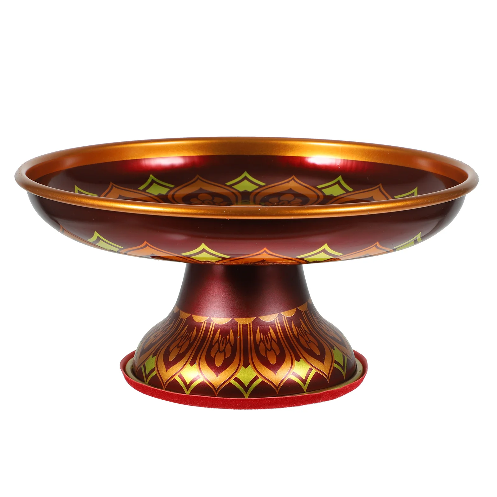 

1Pcs Classic Buddha Tray Fine Workmanship Tinplate Food Tray Dark Red Creative Design for Temple and Home Dining Serving