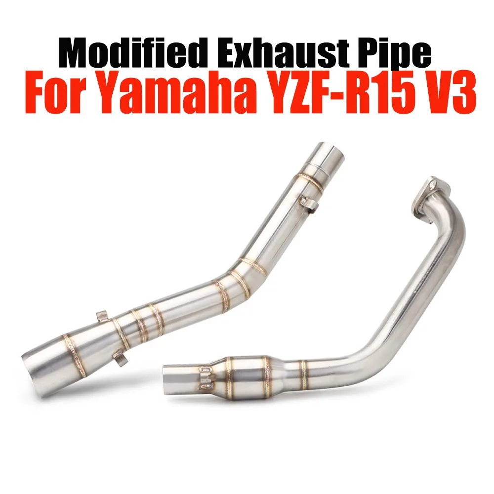 Tubo de escape modificado de venta directa de fábrica para Yamaha YZF-R15 V3 sección frontal modificada sección frontal modificada de acero inoxidable