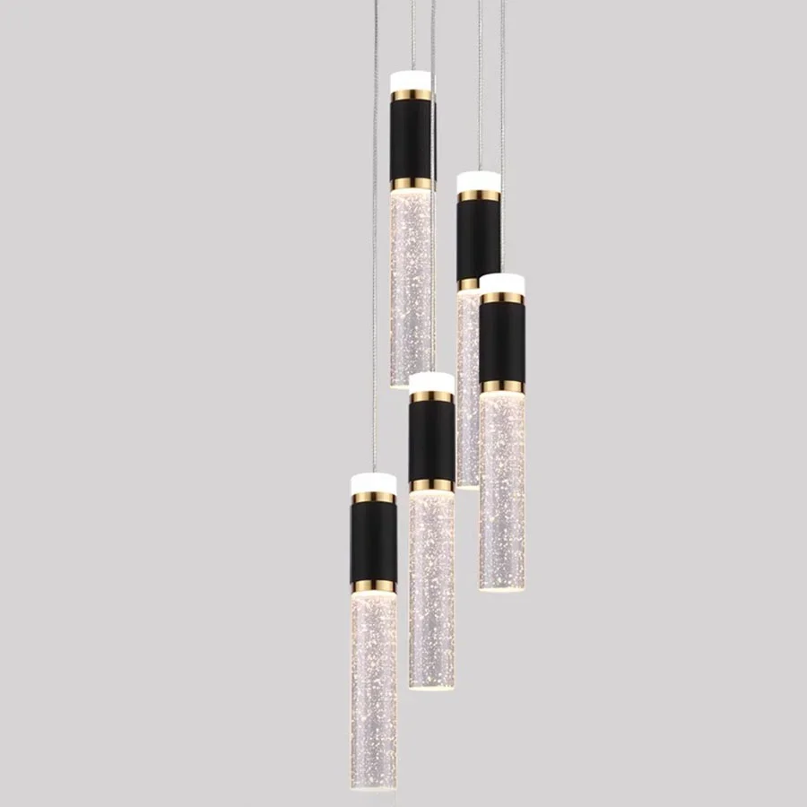 Imagem -05 - Nordic Crystal Led Pendant Lamp Mesa de Jantar Moderna Bolha k9 Crystal Teto Pendant Light Suspensão do Tubo Longo do Cilindro 1pc