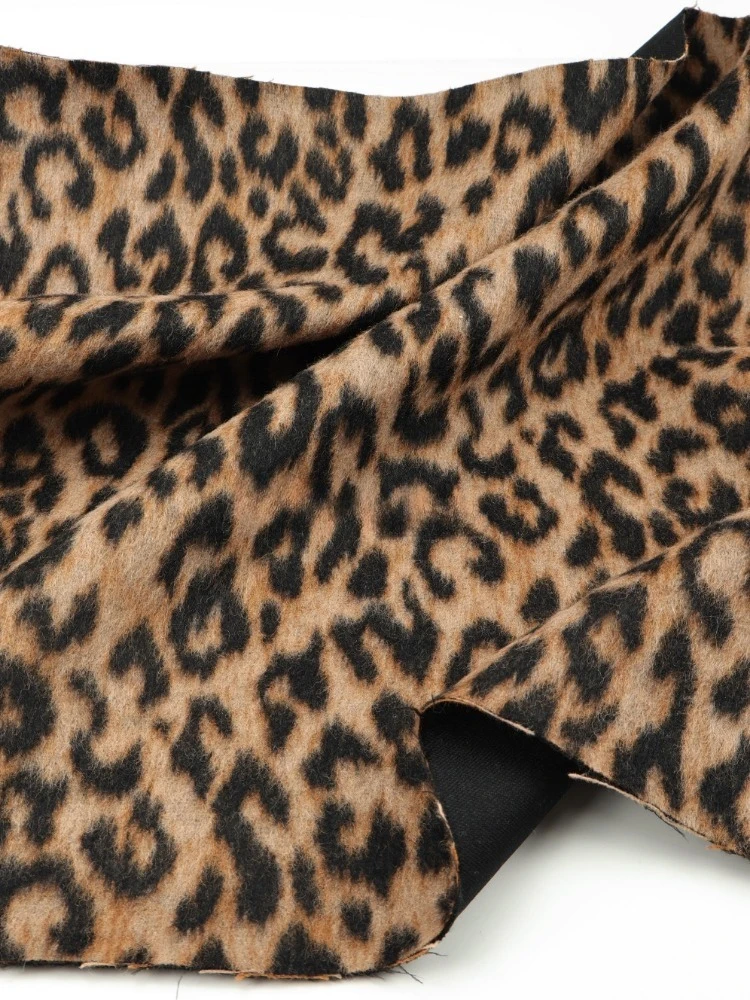 

Brown Leopard Print Wool and Woolen Fabric for Coat Windbreaker Half Skirt Autumn Winter Set Cloth Diy Per Meter Sewing Material