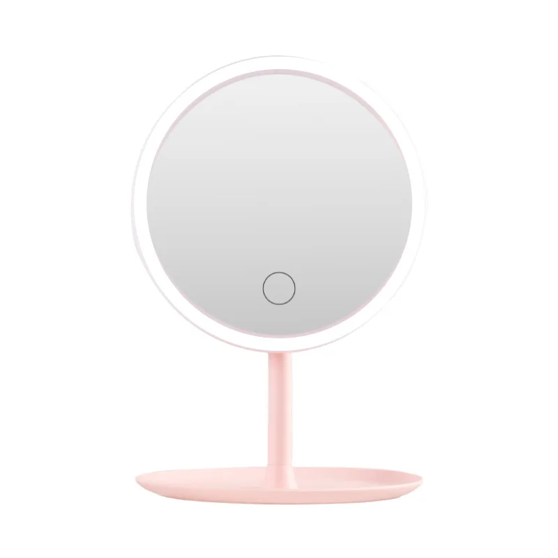 Miroir de maquillage rond avec lampe aste, miroir de courtoisie de table portable, amovible, dortoir référer