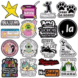 Cute Cat Enamel Pin Witch Badges on Backpack Funny Quotes Brooches for Women Men Lapel Pins Cosplay Accessories Toys Gift