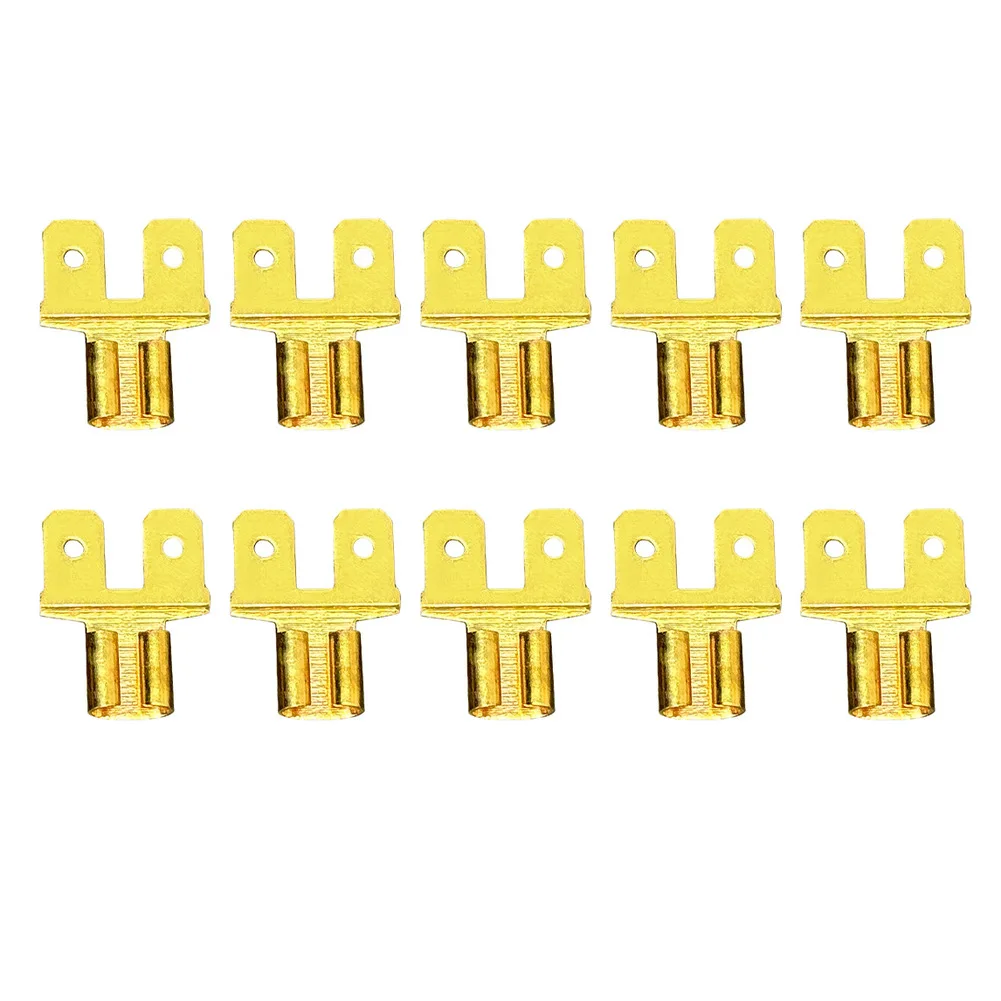 10PCS Double-Back Shovel-Type Electrical Connectors Wire Lugs Copper Strips Crimp Terminals Brass Tinned-Plug Spade Kit