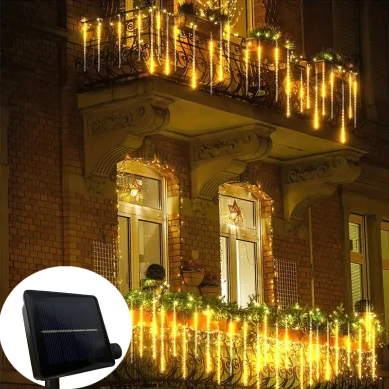 

8 Tube 30/50cm Outdoors Falling Raindrop for Holiday Fairy String Light Yard Christmas Decoration Solar LED Meteor Shower Light