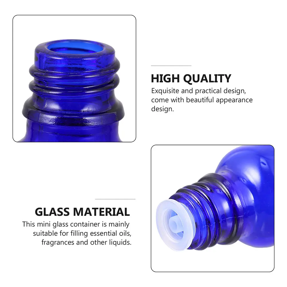 

12Pcs Essential Oil Bottles Blue Glass Empty Travel Perfume Bottle Leakproof Large Lid Portable Sub Bottles