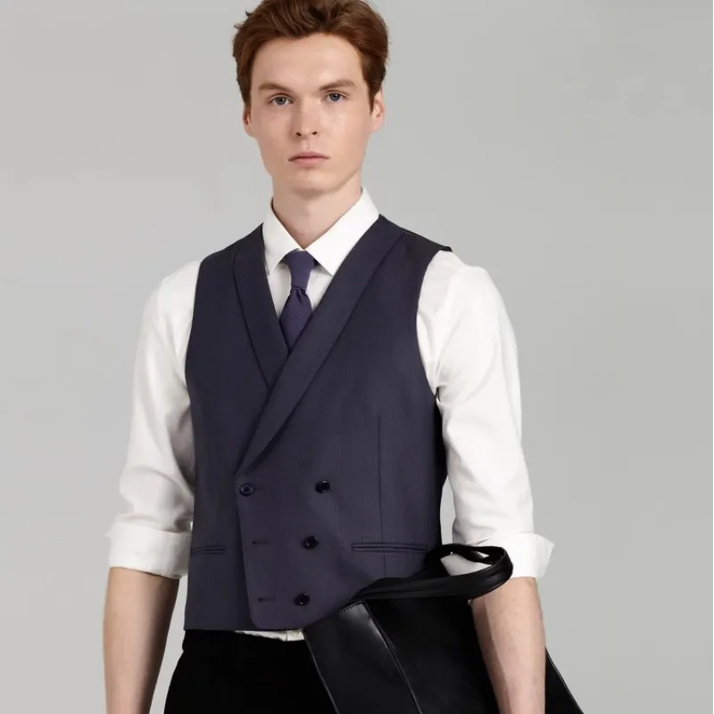 

Men's Vest Sleeveless Dark Short British Gentleman Style Business Casual Suit Suitable For Wedding