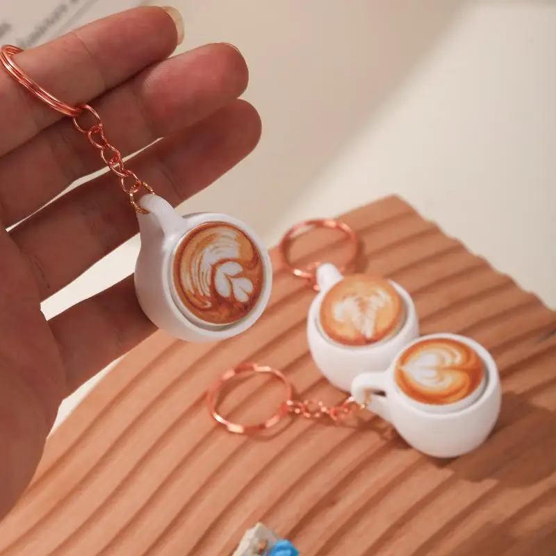 S 1Pcs Coffee Cup Funny Decompression Gifts Calming Keychain Keys Finger Button Anti-stress Toys For Children Adults