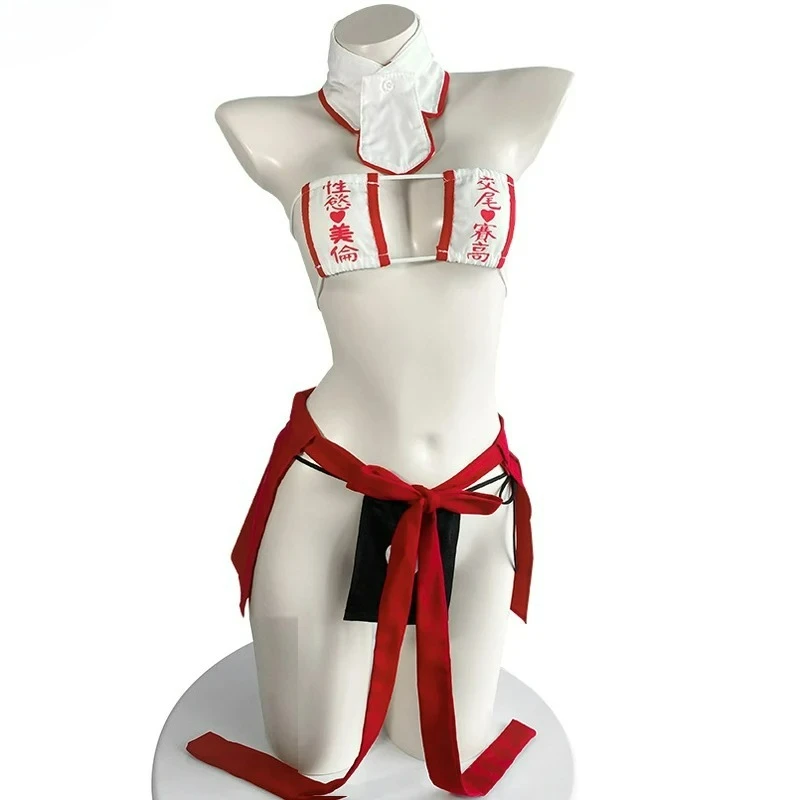 

Anime Japanese Kimono Dress Suit Sexy Cosplay Costumes Witch Uniform Hollow Underwear Backless Nightgown Bikini Lingerie Set
