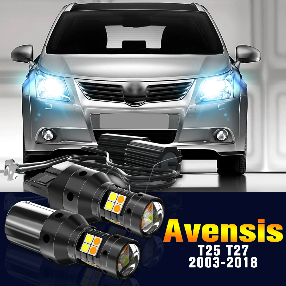 2pcs LED Dual Mode Turn Signal+Daytime Running Light DRL Lamp For Toyota Avensis T25 T27 2003-2018 2007 2008 2009 Accessories