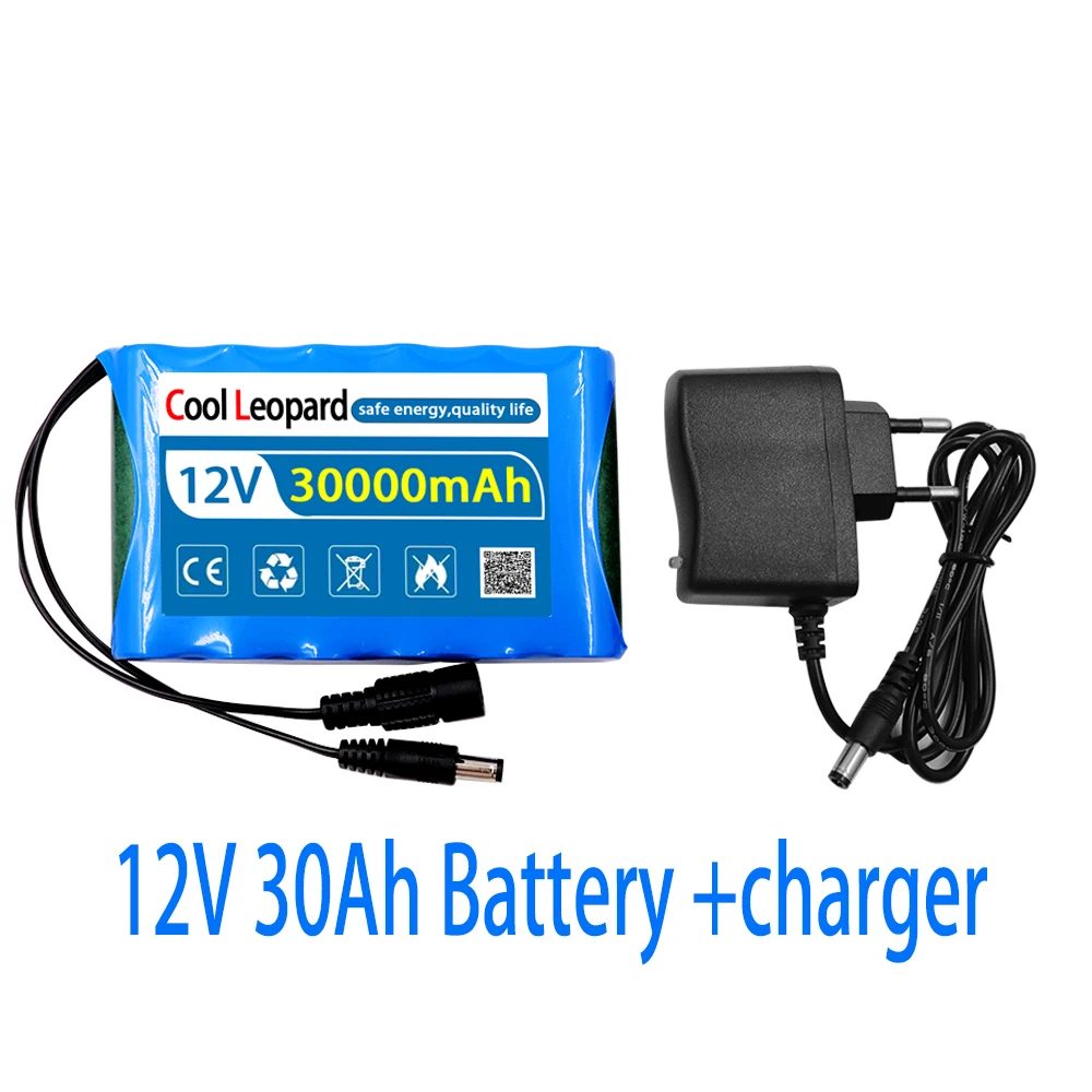 12V 30Ah 3S2P 12.6V Outdoor Audio, Xenon Lamp, Electronic Type Various Camera Monitor Replacement 18650 Li-ion Battery + Charger