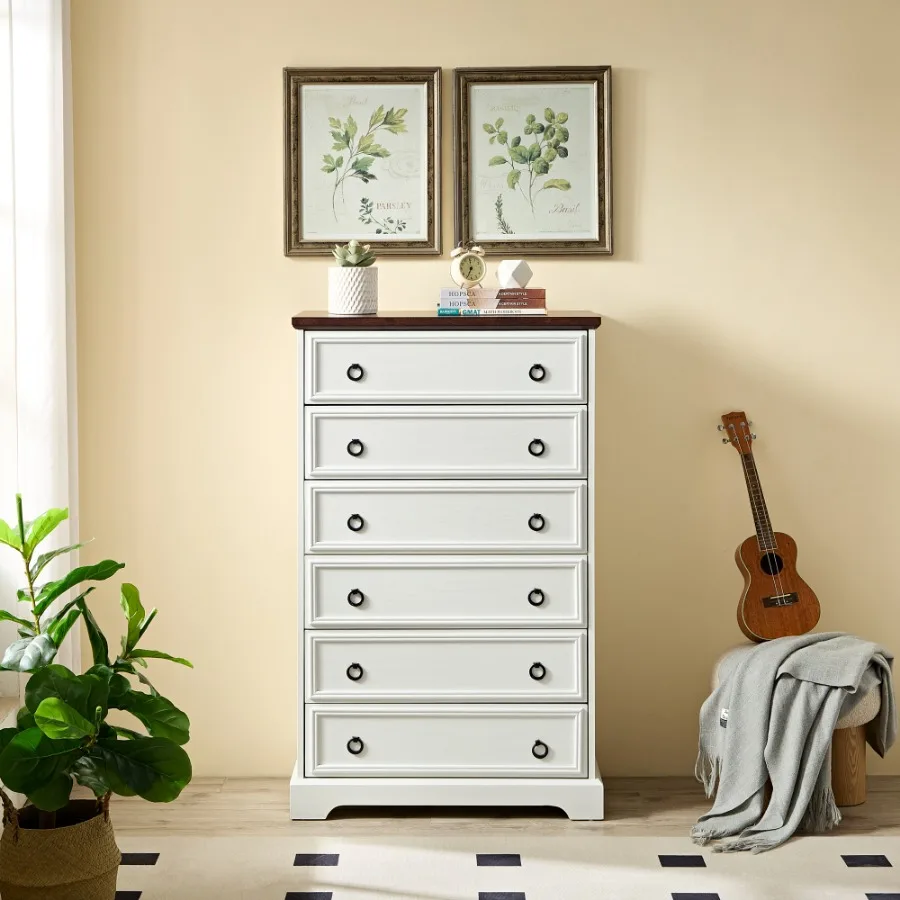 Modern 6 Drawer Dresser, Dressers for Bedroom, Tall Chest of Drawers Closet Organizers & Storage Clothes Storage Cabinet