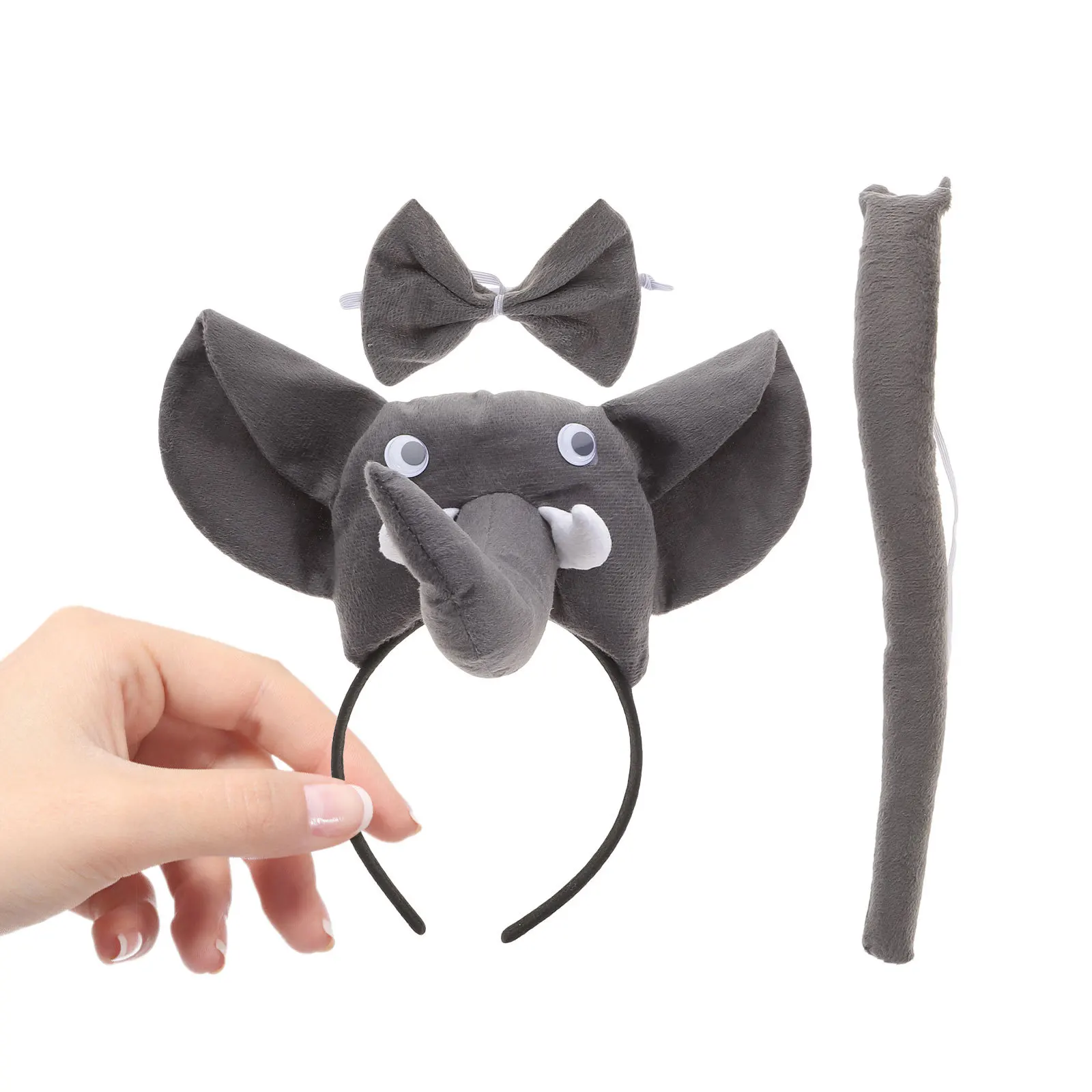 1 satz 1 Set Elefanten Ohren Stirnband Schwanz Fliege Für Kinder Kostüm Karneval Party Festival Decor Zubehör Tier Cosplay Requisiten