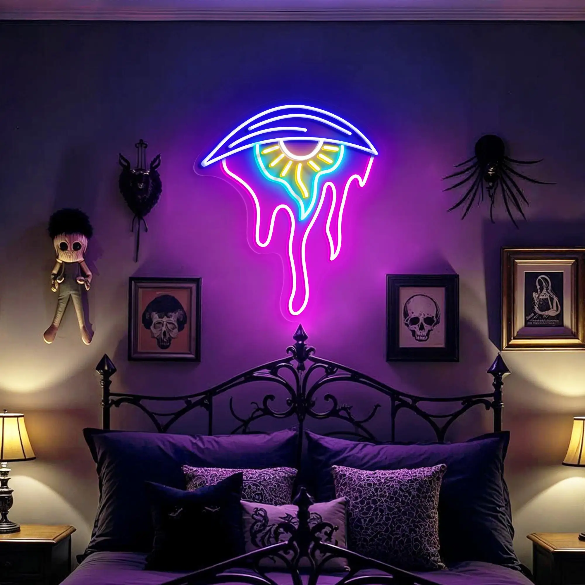 Evil Eye Neon Sign Surreal Art for Home Decor Horror Decor for Gaming Room Gothic Home Bar Club Decor, Great for Christmas