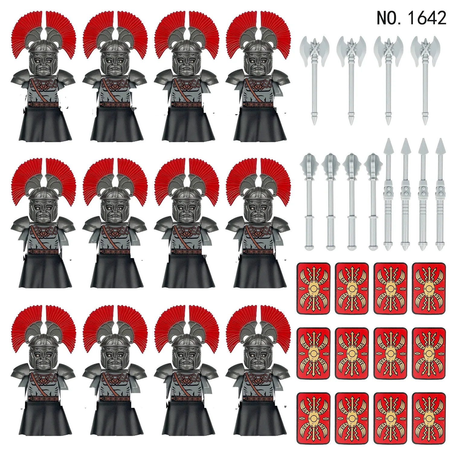 중세 스파르타 로마 군인 가드 육군 액션 피규어 브릭 미니 인형 MOC 조립 빌딩 블록 장난감, 어린이 선물, 12 개