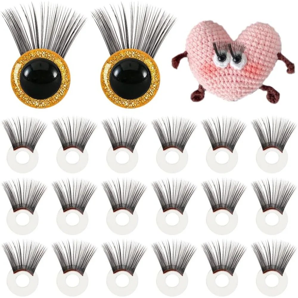 20pcs Safety Eye Lashes Eyelashes Eye Make Up Accessories Crafts Eyelashes Plastic Stuffed Crochet Eye