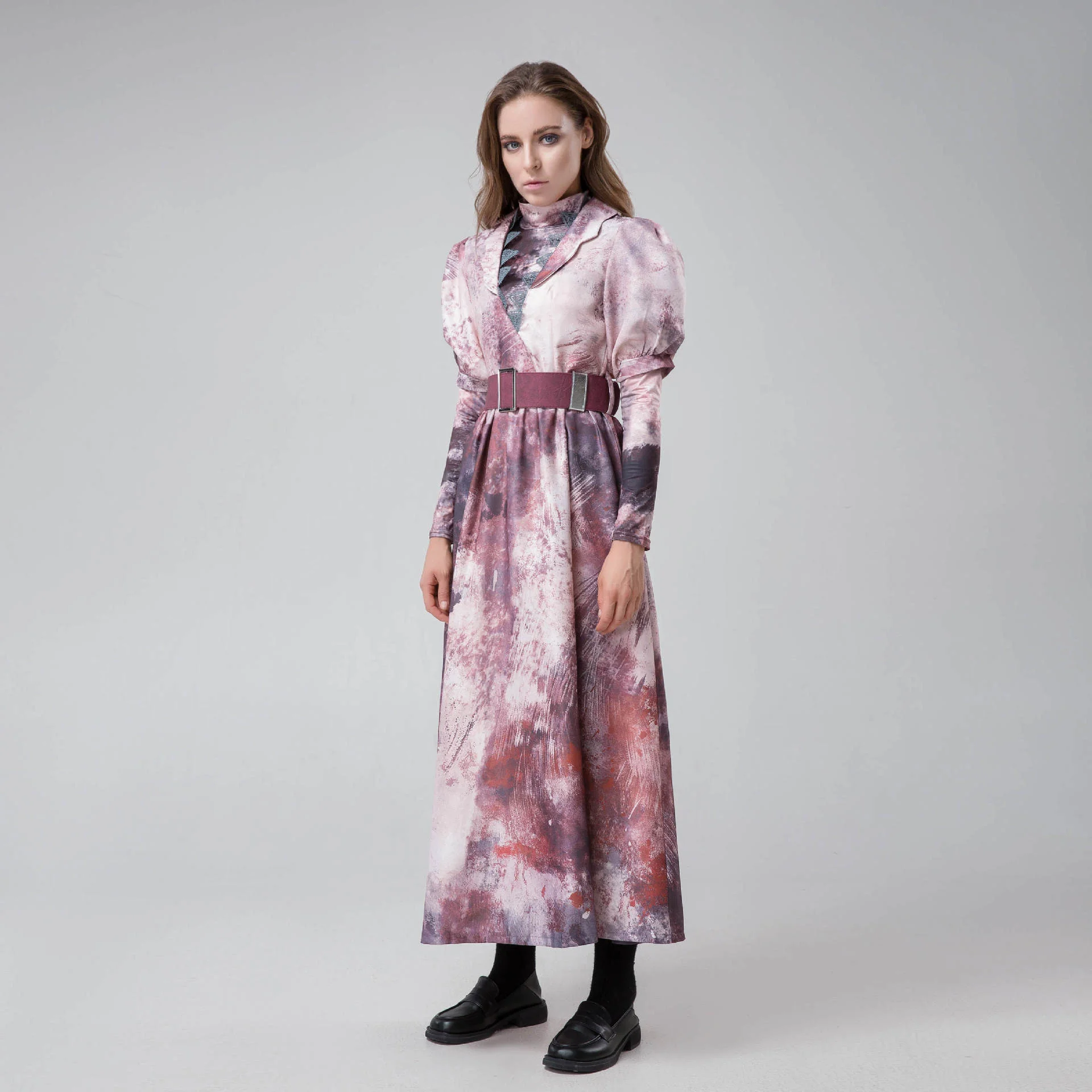 Halloween Adult Death Witch Robe Print Horror Skull Vampire Butcher RPG Game Costume