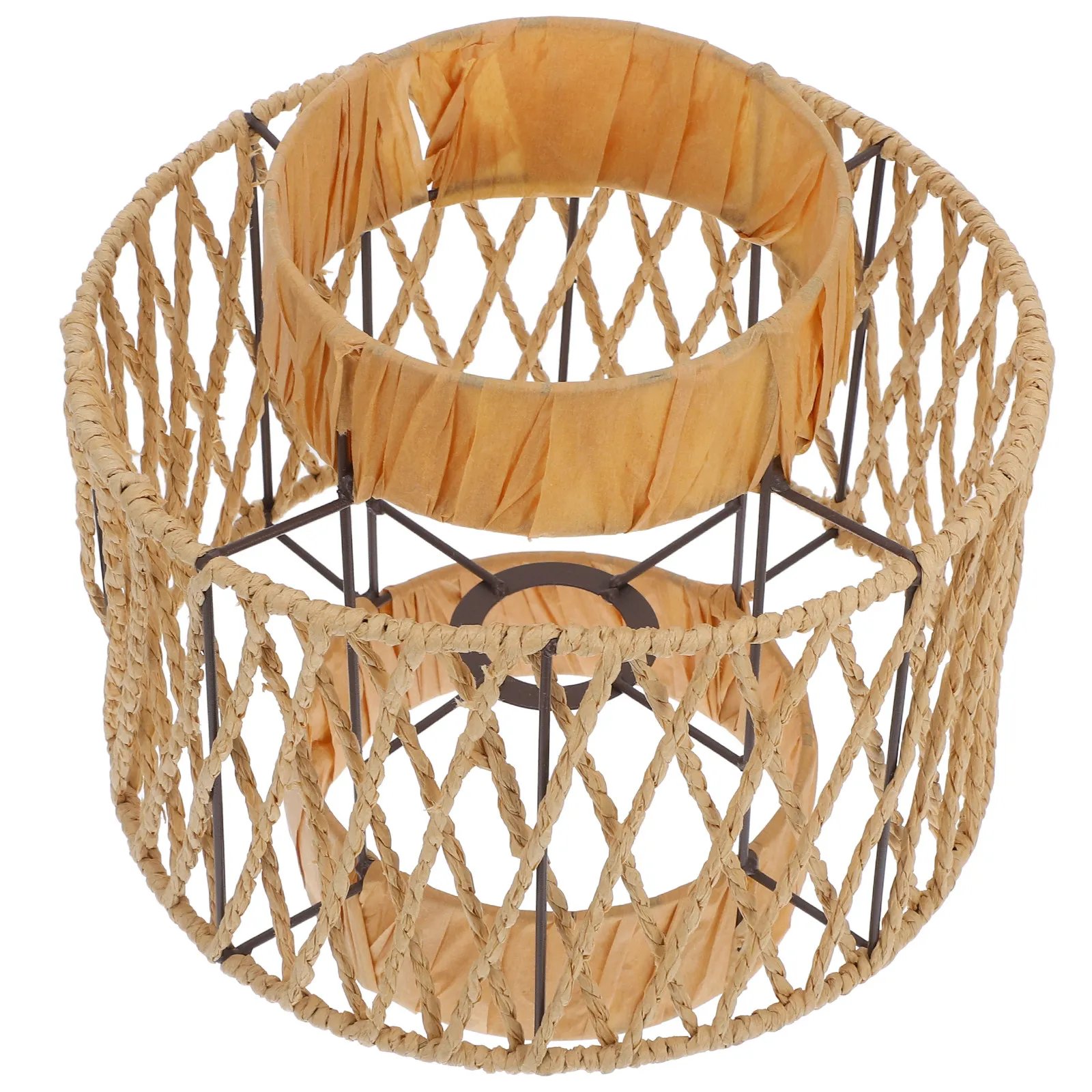 Boho Woven Lamp Shade Paper Rope Lampshade Rustic Handwoven Pendant Light Cover Vintage Indoor Soft Light Lampshade Replacement