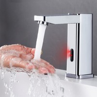 2025 NEW Chromed Bathroom Faucet Deck Mounted Automatic Sensor Water Mixer Crane Free Touch Sink Tap Bathroom Sink Faucets