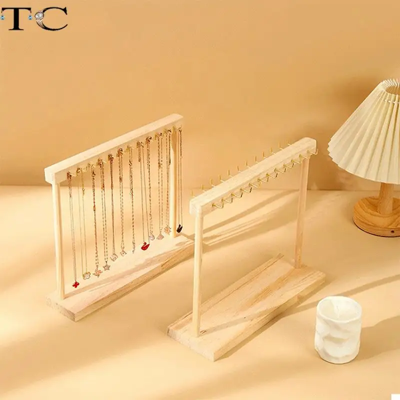 Table Hanging Jewelry Organizer Jewelry Stand Holder Display Stand with Jewelry Tray Base solid wood frame Rack Holder