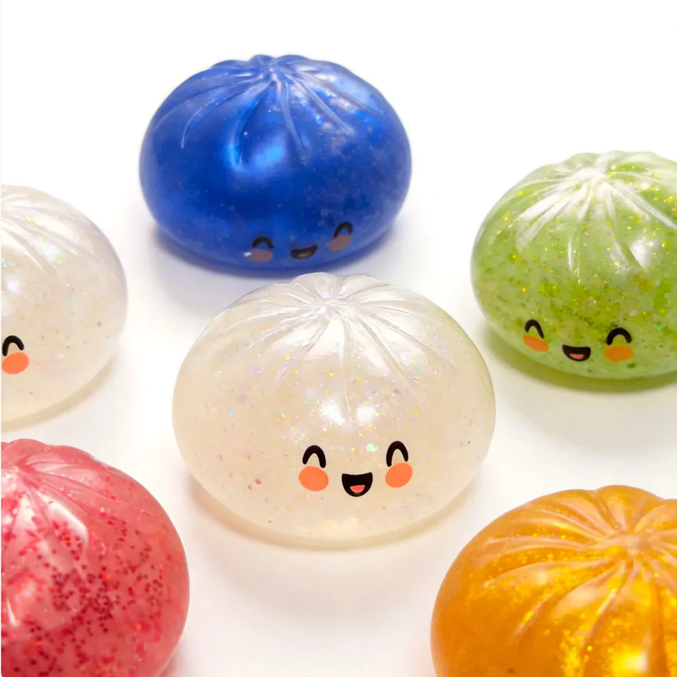 

HOT Dumpling Squishy Squeeze Toy, Shimmer Crystal Colorful Simulation Steamed Bun, Trending Funny Prank Stress Relief Ball, Deco