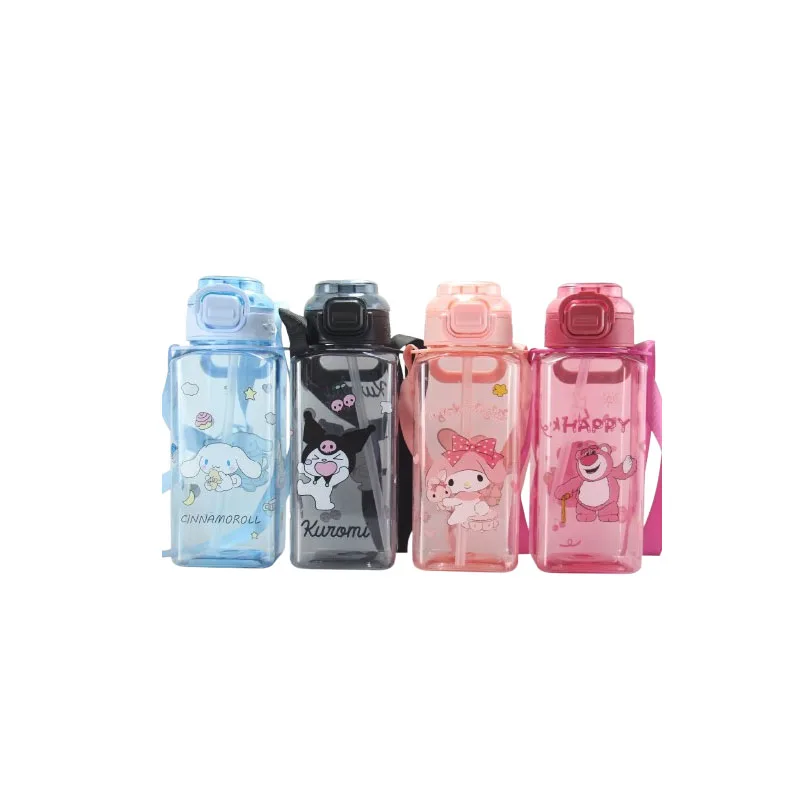 

1pcs drinking cup Cute straw cup high appearance horizontal with drawstring portable cartoon drinking cup