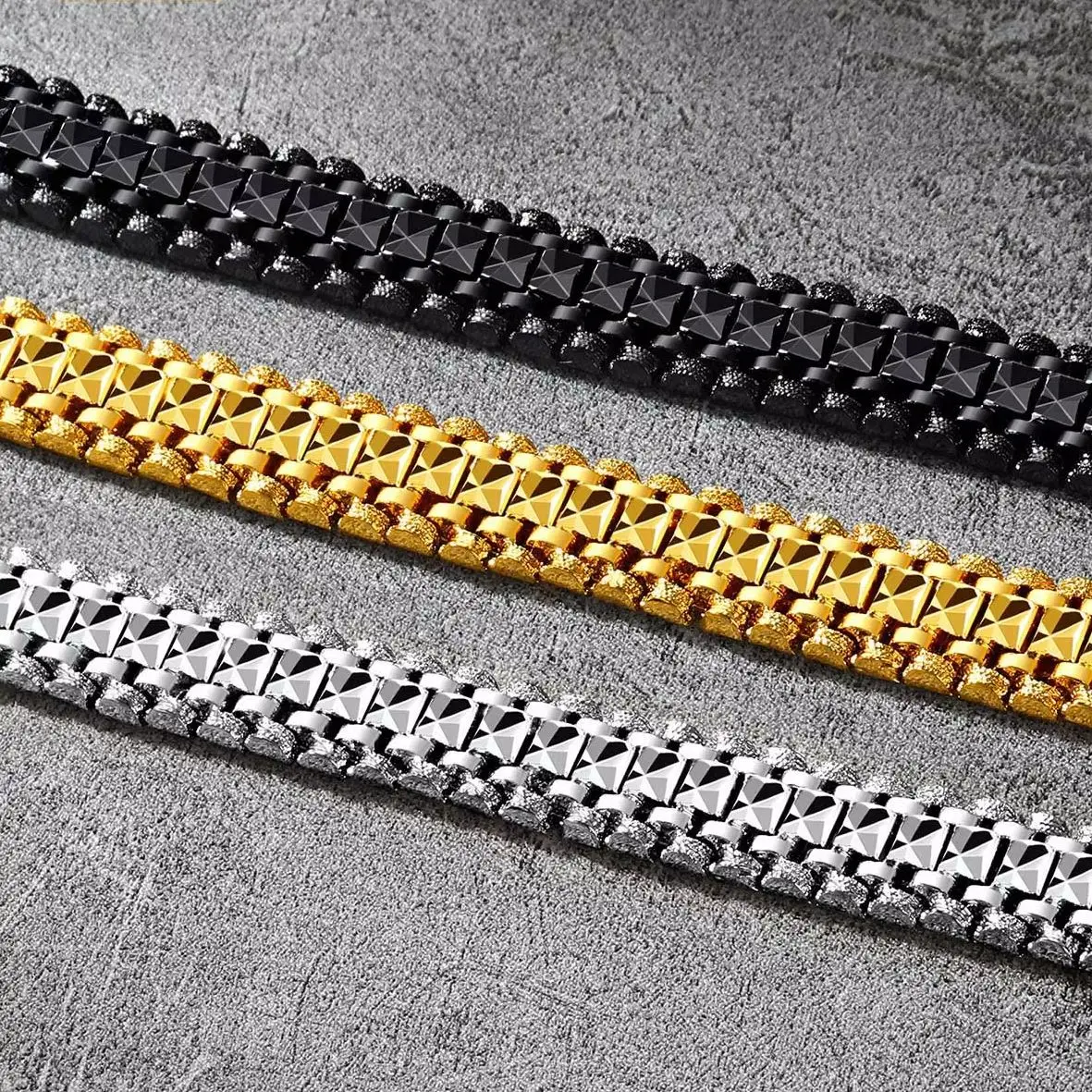 U7 Chunky Wide 12mm Link Chains Men Bracelet 19/21cm Black Silver Gold Color Stainless Steel Wrist Watch Band Daily Jewelry