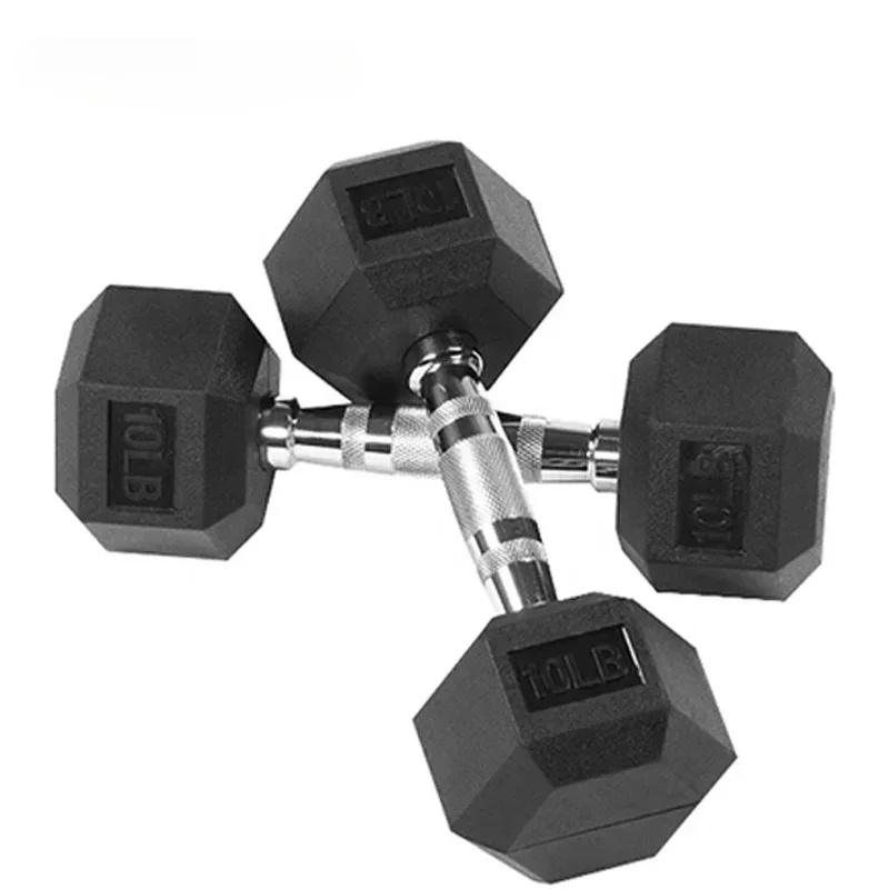 Wholesale Gym Free Weight Home and Commercial Weight lifting Cast Iron Rubber Hex Dumbbell Set