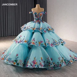 Cake Quinceanera Dress Sweet 16 Ball Gown Off The Shoulder Mexico Beading Princess Lace Up Embroidery vestido de 15 quinceañera