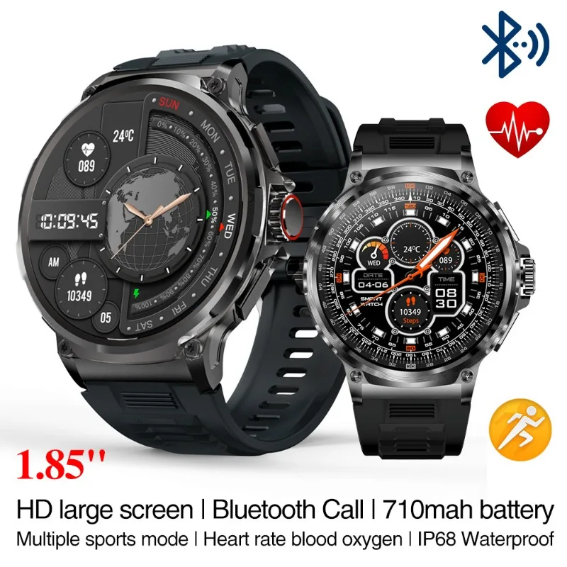 V69 smart watch 1.85-inch large screen Bluetooth call large screen heart rate blood oxygen multi-sport outdoor step counting