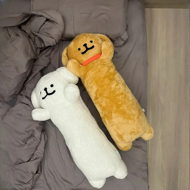 

80cm In Stock Cute Maltese Plush Doll Dormitory Pillow Soft Bed With Leg Clamp Sleeping Female Birthday Gift Long Bar Pillow