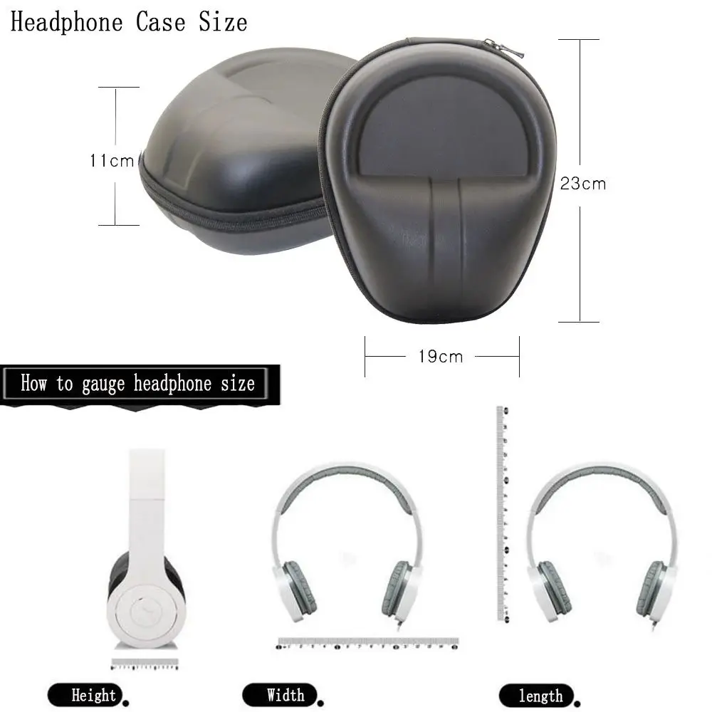 Black Headset Box Earphone Hard Case Hard Shell Case Earphone Case Hard Box Storage Bag Headphone Pouch Headphone Case