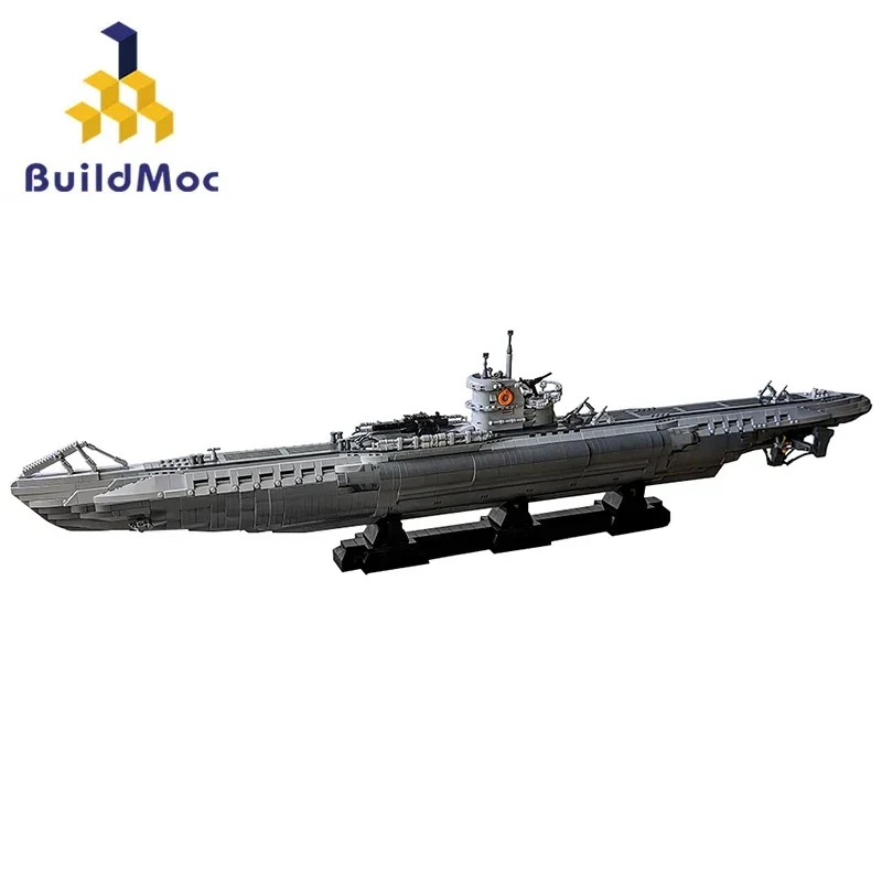 BuildMoc World War II U-Boat Type VIIC Submarine Building Block Set Warship Boat Brick Game Toy Children Birthday Christmas Gift