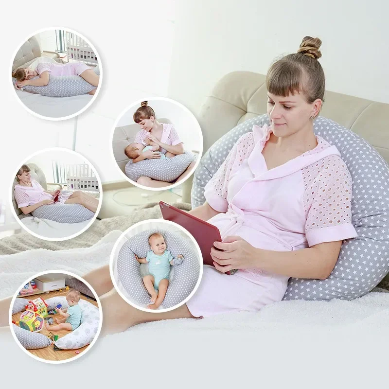 Original Breast Feeding Pillows for Babies or Moms with Inner Cushion Removable 100% Cover for Pregnancy Pillow