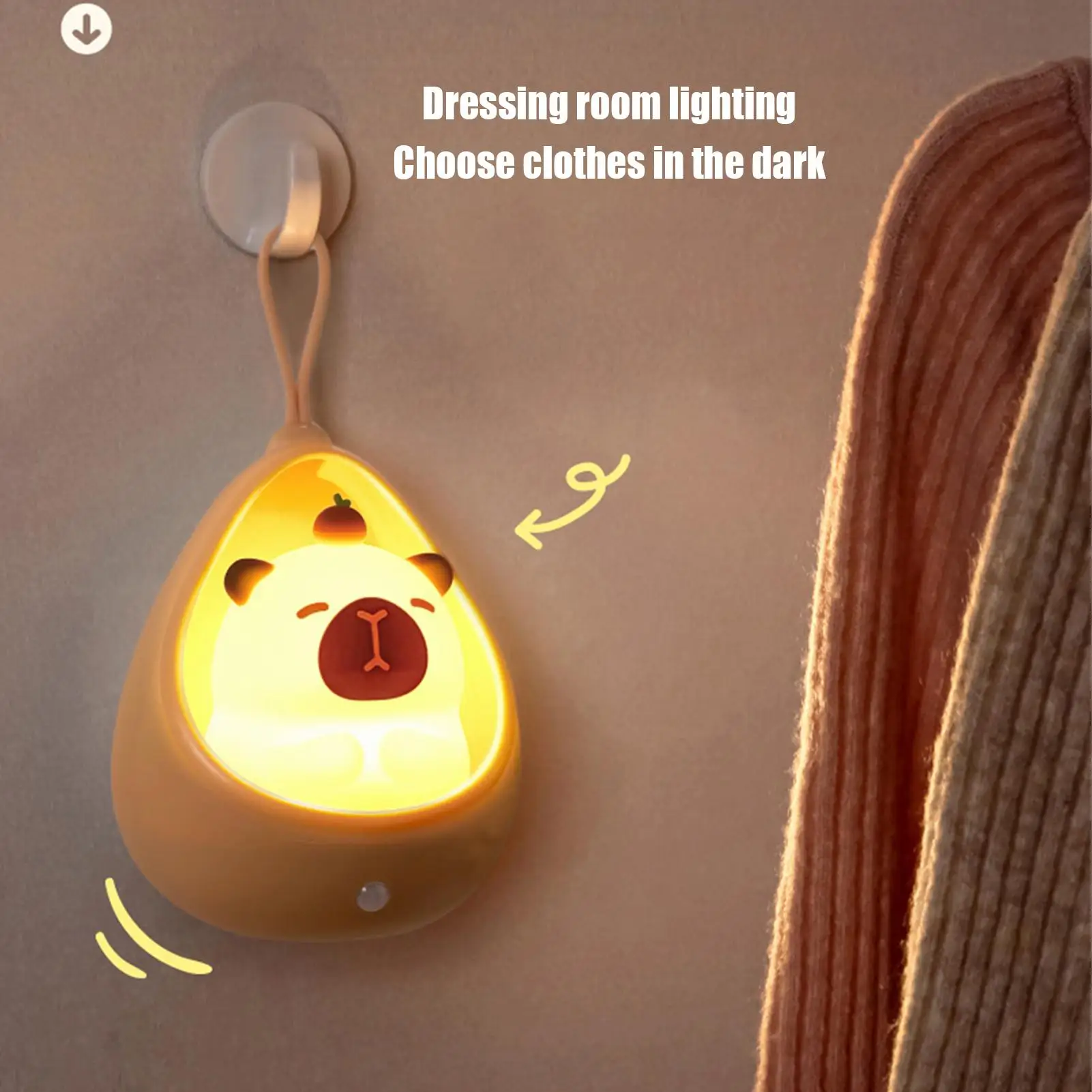 Luz nocturna de capibara, luz nocturna de silicona, recargable, Squishy, adorno con detección automática, iluminación para guardería, escritorio, dormitorio, niños