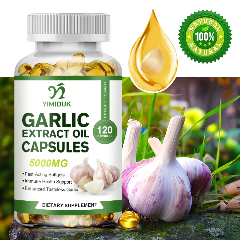 Natural Organic Garlic Oil Capsules for Hypertension & High Cholesterol People Immune System & Heart Health