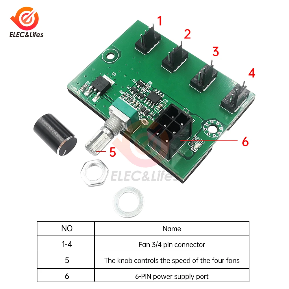 4/8 Channel DC 12V 3/4 Pin Fan Speed Controller High-power Fan Voltage Regulator Adjustable Speed Controller For PC Computer