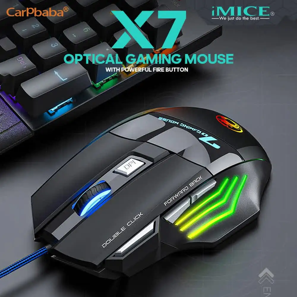 

IMICE X7 Optical Gaming Mouse Adjustable DPI Ergonomic Anti Slip Design Colorful Luminuse Suitable for DesktopComputers Laptop