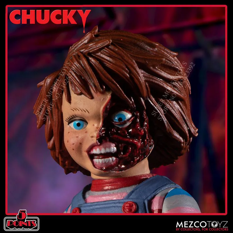 Mezco1/18 Schaal Soldaat Chucky Kind Spelen Angst Films 5-Punts Serie Luxe Set Volledige Set 3.75-Inch Actiefiguurmodel Speelgoed