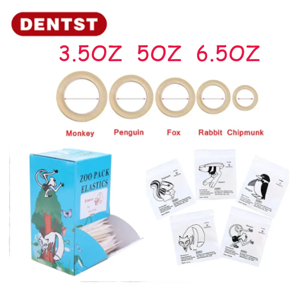 Dental 500pcs Orthodontic Zoo Pack Elastics Rubber Bands Braces Force 3.5 / 5.0 / 6.5 OZ High-quality