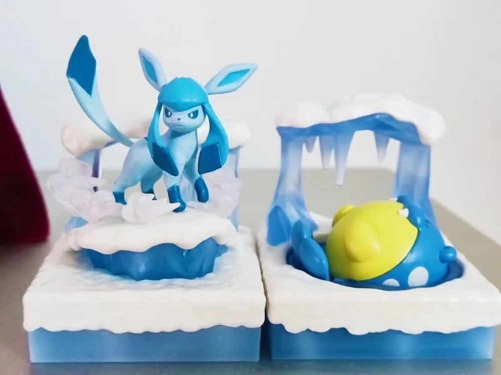 Pokemon World Series 3 Action Figure - Re-ment Frozen Snowfield Pikachu Vulpix Glaceon Cubchoo Spheal Anime Model Toy
