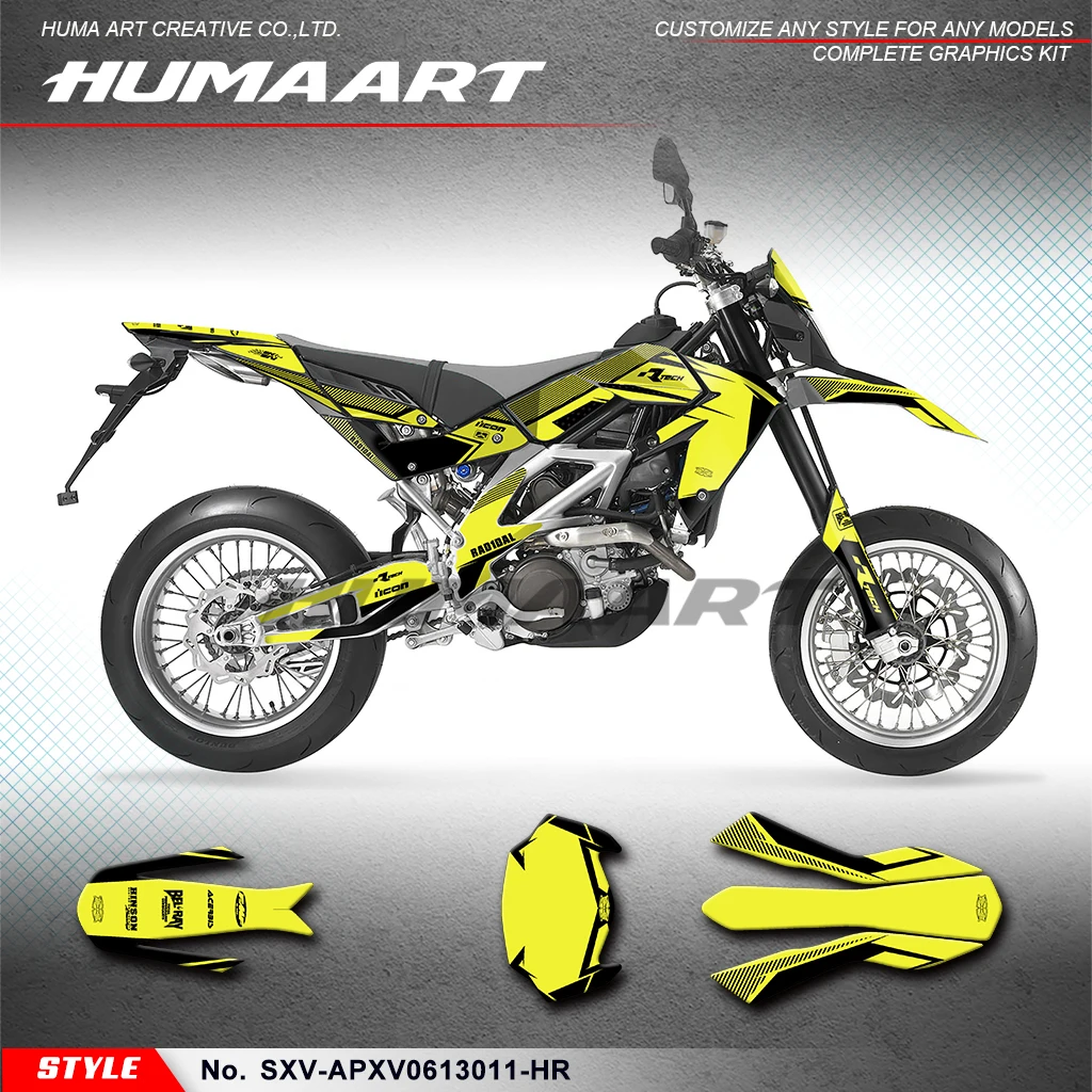 HUMAART Racing Sticker Glossy Laminate Kit for Aprilia SXV 450 550 2006-2013, SXV-APXV0613011-HR