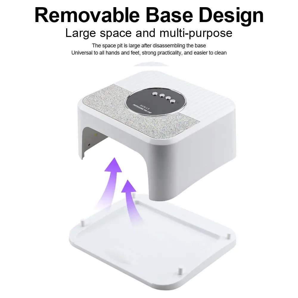 Lampada per unghie UV 45LED Asciugatrice per unghie ad alta potenza con schermo LCD intelligente Base in gel Strumento per pedicure per lampada per asciugare il polimerizzazione domestica Rimovibile