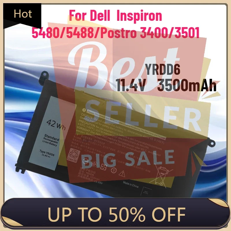 New YRDD6 Laptop Batteries For Dell Inspiron 5480 5488 Postro 3400 3501 5498 3400 5493 5590 5593 5584 11.1V 3500mah