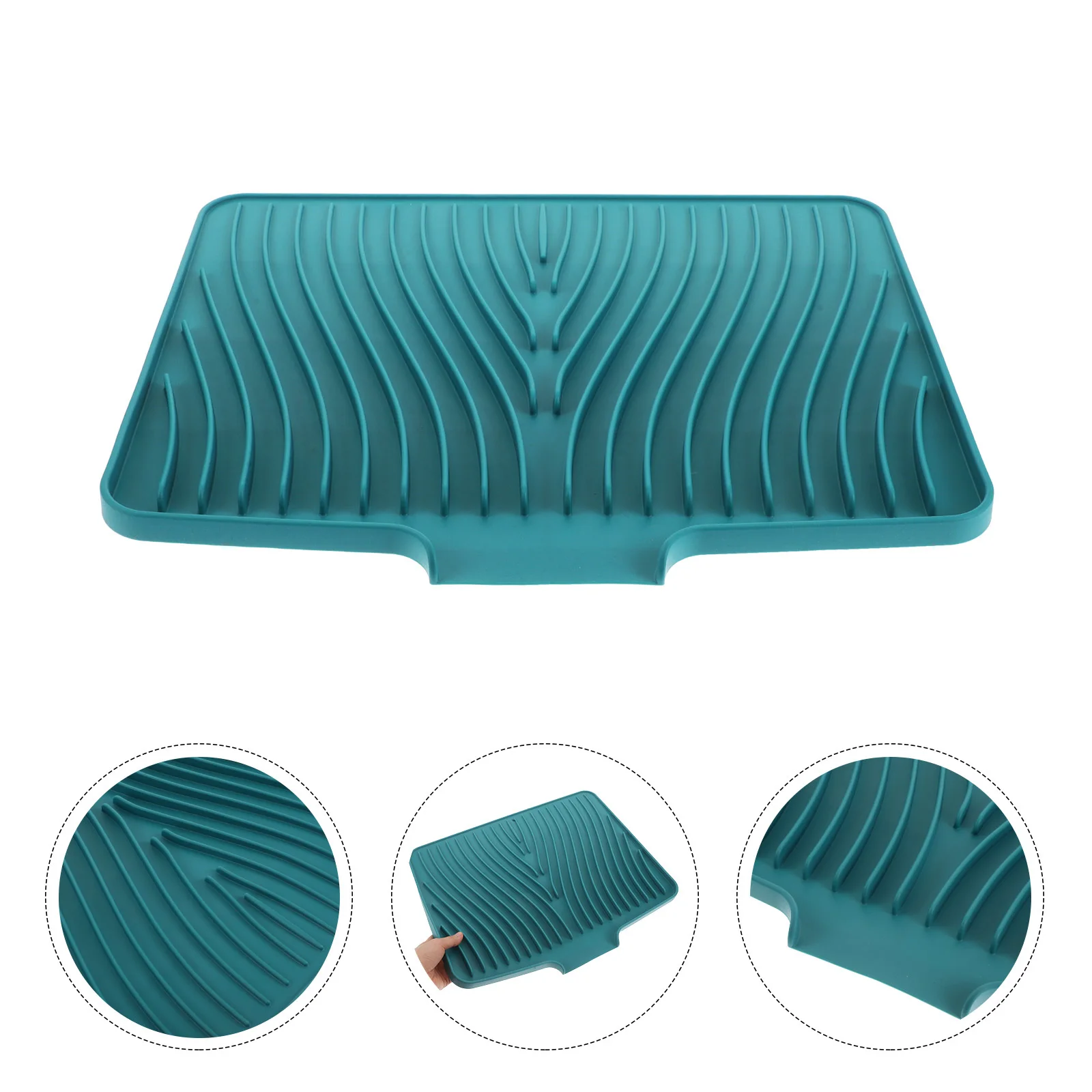 

Silicone Dish Drying Mat for Kitchen Counter Drainage Non-Slip Water Flow Design Easy Clean Dish Drainer Pad Sink Protector