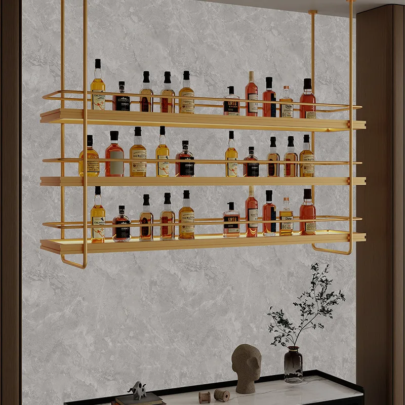 Wrought iron hanging cabinet bar rack restaurant private room wall rack hanging wine cabinet