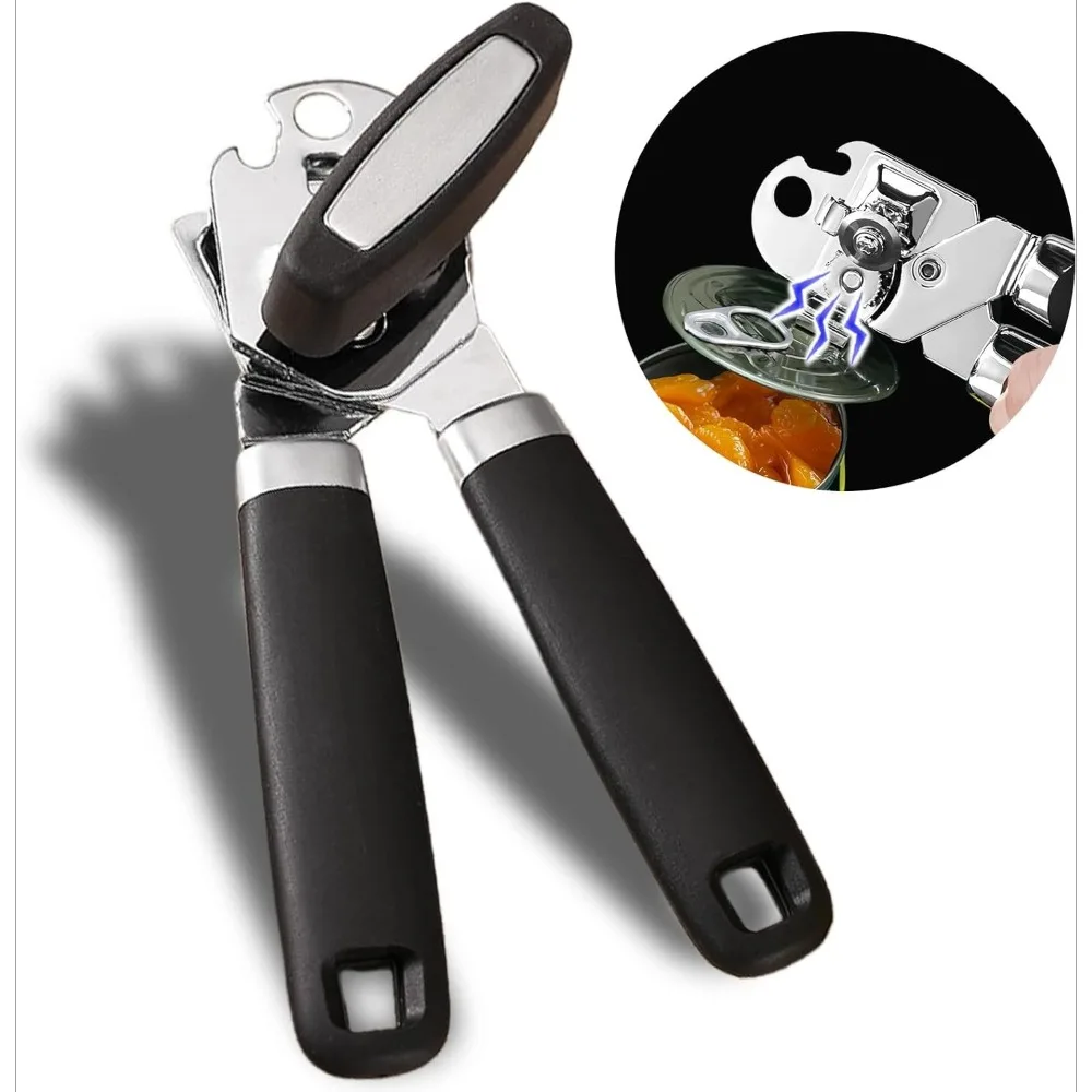 

Manual Can Opener Stainless Steel Smooth Edge Hand Held Can Opener Heavy Duty Multifunctional Bottle Opener Easy Turn Knob
